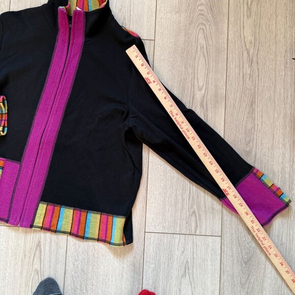 Bets by Canvasbacks Artsy Patchwork Jacket Women Medium Wool Nylon Color-Block - Picture 11 of 12